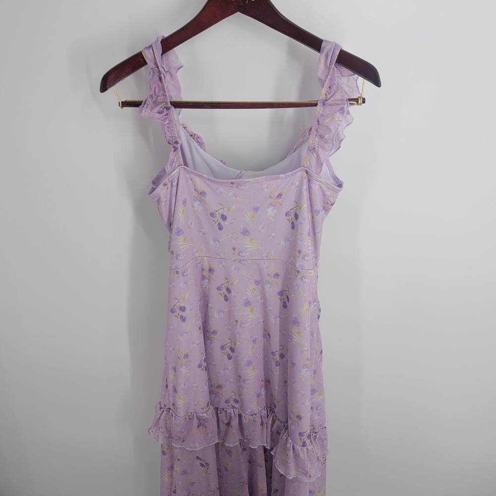 NWT Shein‎ Mod Vibrant Retro Fun Sleeveless Floral A-Line Dress Purple Size L